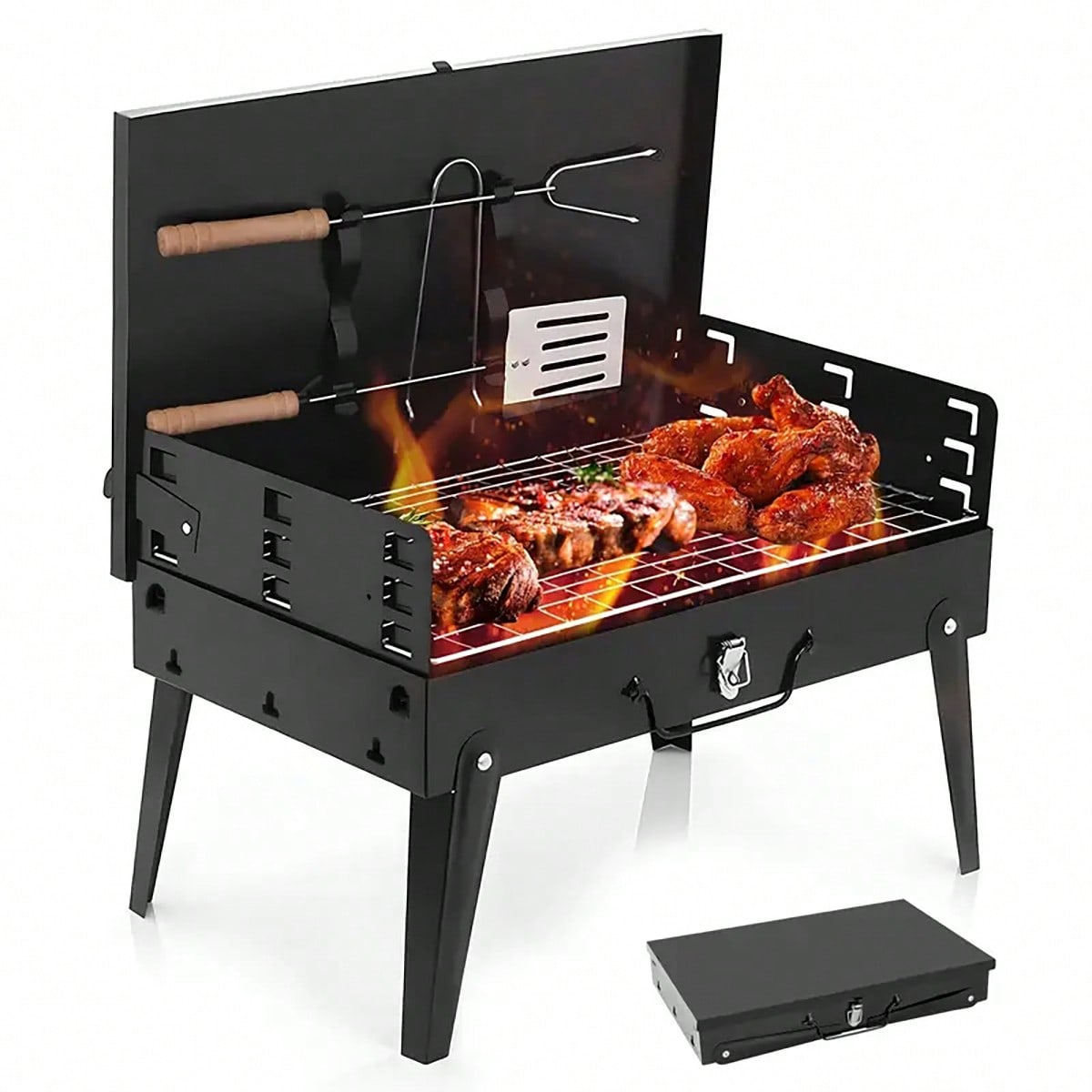 Camping Hiking Cooking - 1pc Small Portable Charcoal Grill, Foldable