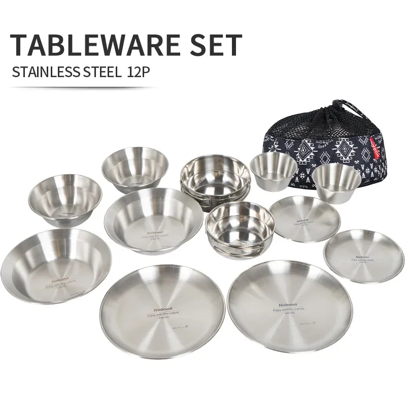 12PCS Portable Outdoor Tablewa - Camping Cooking Dining Set 评论和价格