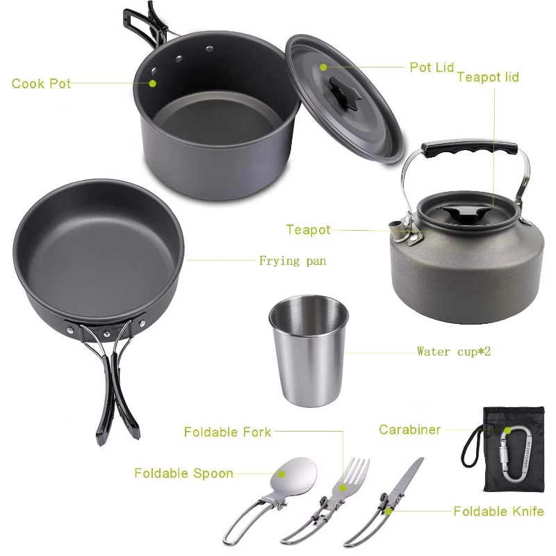 High Quality Outdoor Lightweig - Quality Camping Cooking Set 评论和价格