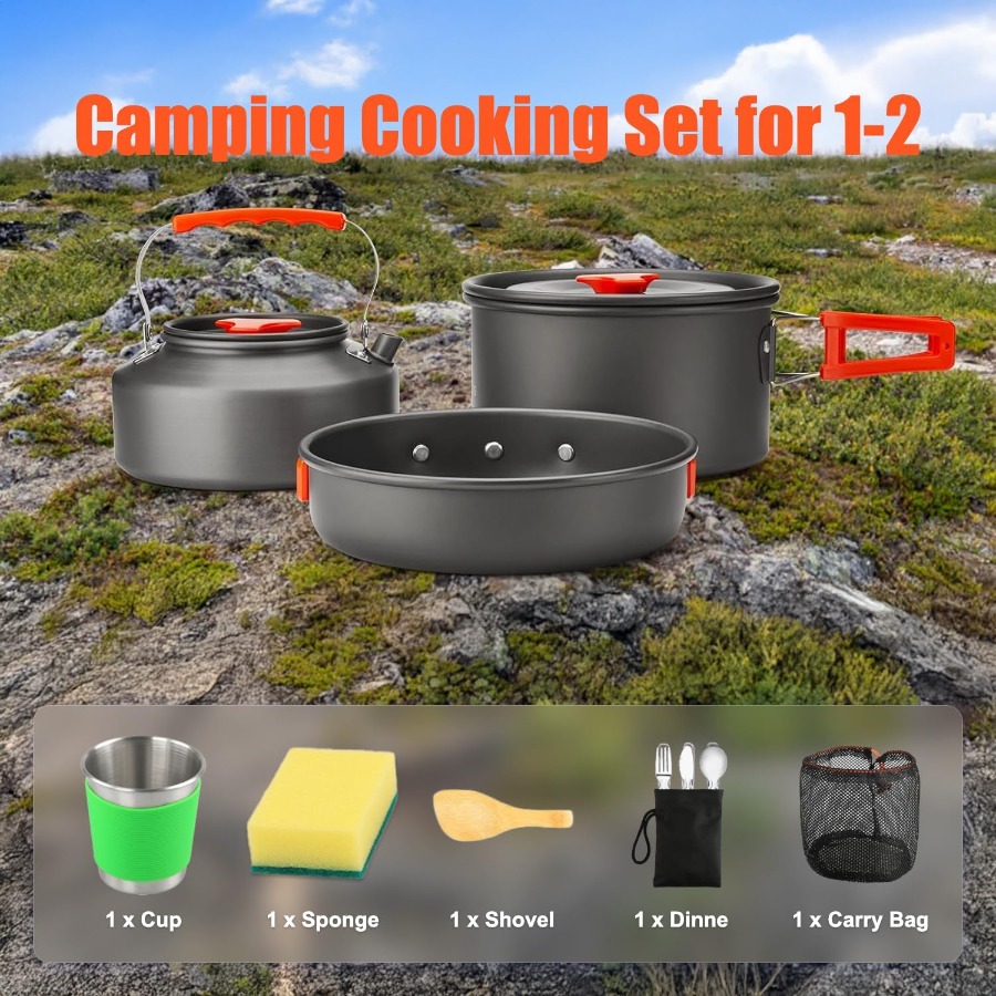 Camping Cookware Set: 35oz Non - Camping Hiking Cooking 评论和价格