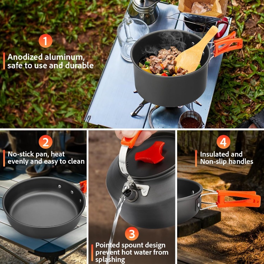 Camping Cookware Set: 35oz Non - Camping Hiking Cooking 评论和价格