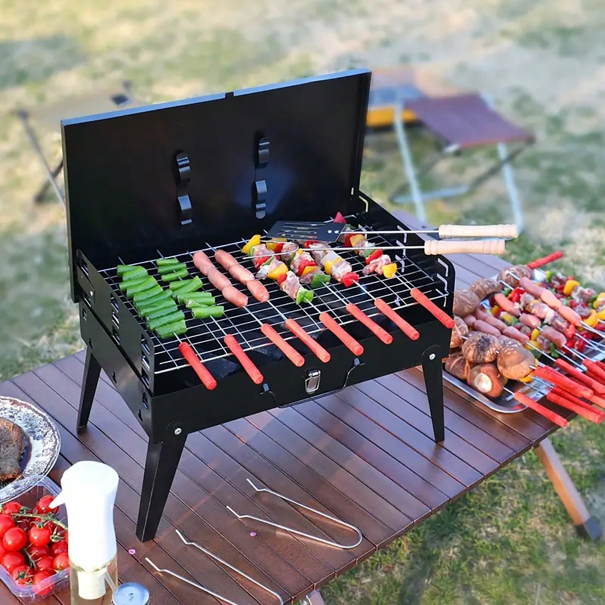 1pc Small Portable Charcoal Gr - Camping Hiking Cooking 评论和价格