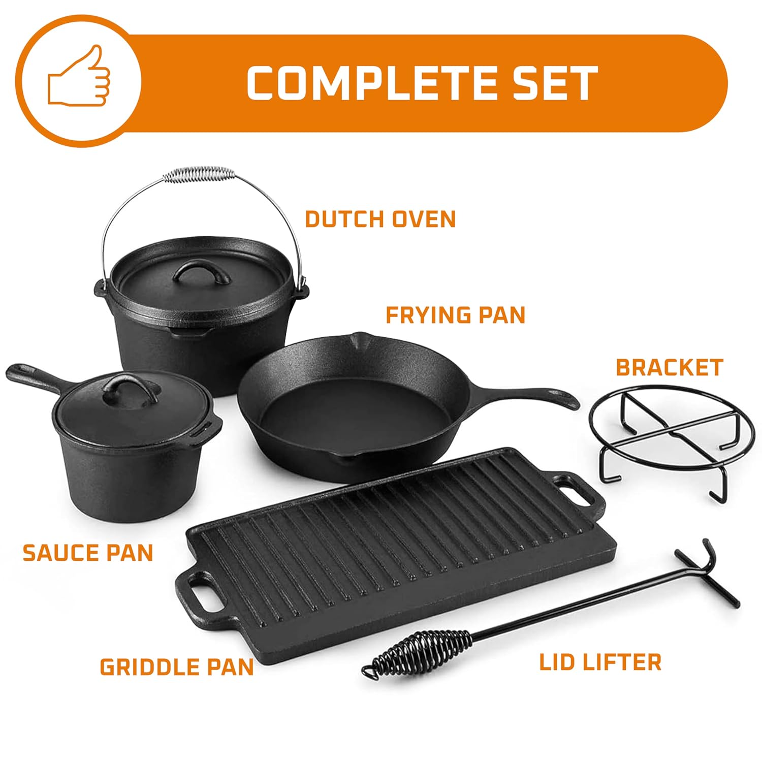 Camping Cooking Set Of 7. Pre  - Camp Dutch Oven Cast 评论和价格