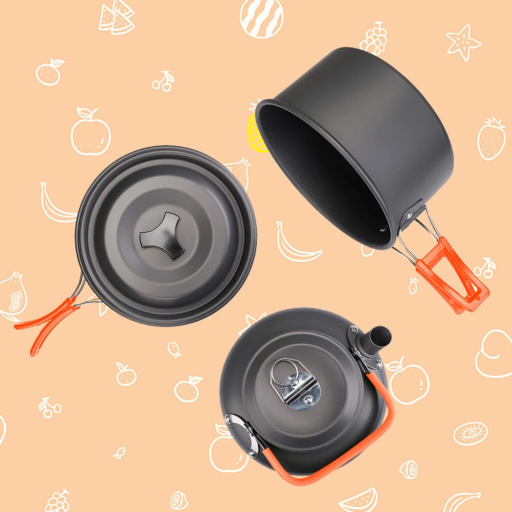 Camping Cookware Kit Kettle Po - Camping Hiking Cooking 评论和价格